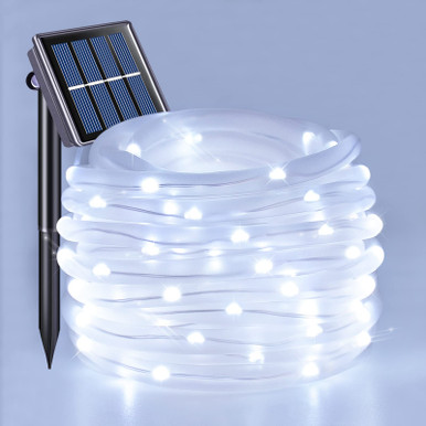 Solar Powered Rope JMEXSUSS 120 LED Solar Powered Rope Lights Outdoor,39.4ft 8 Modes Solar ...