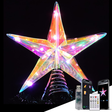 10” Smart Christmas Tree Topper Star, Iridescent Star with 10 RGB LED ...
