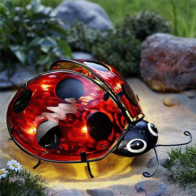 Elenon Ladybug Decor Solar Lights Metal Ladybugs Outdoor Decorative ...