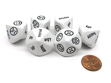 Koplow Games Pack of 6 D10 Expressions Dice - Angry Surprised Sad Silly ...