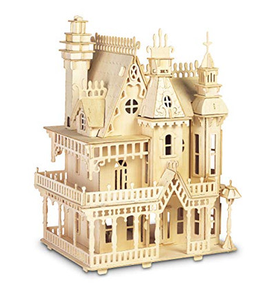 Puzzled 3D Puzzle Fantasy Villa Dollhouse Set Wood Craft Construction ...