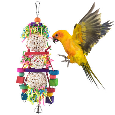 Parrot Pacifier Bissap 2Pcs Bird Parrot Foraging Shredder Hanging Toys Sola Balls Sepak ...