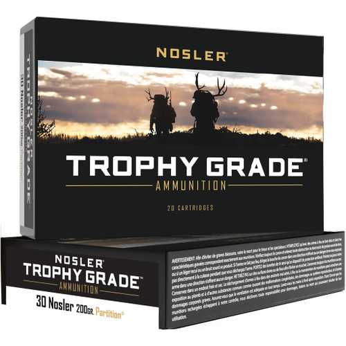 Nosler .30 Nosler Trophy Grade 200 grain Partition Soft Point ammunition