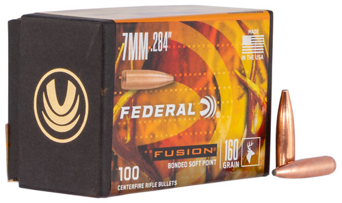 Federal FB284F3 Fusion Component 7mm .284 160 gr Fusion Soft Point 100 Per Box/ 4 Case