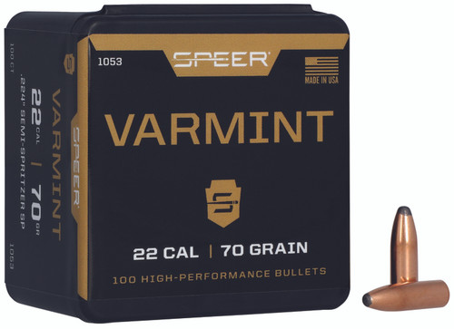 Speer Varmint 22 Caliber 70 Grain JSP Reloading Bullets 100 Per Box
