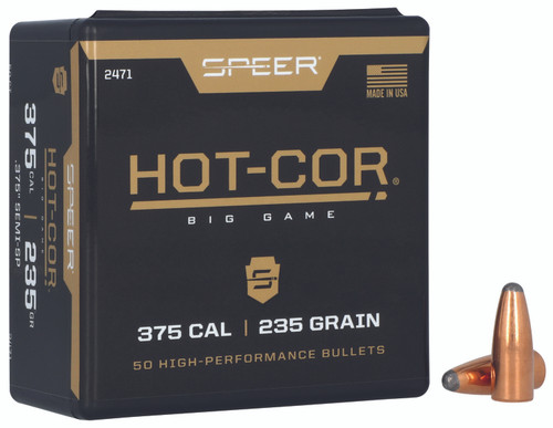 Speer 2471 .375 Cal 235gr Hot-Cor Semi Spitzer SP Rifle Bullets
