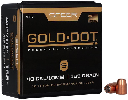 Speer 4397 Gold Dot .40 Cal 165 Grain HP Personal Protection Component Bullets 100 Per Box