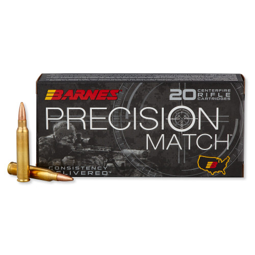 Barnes 5.56x45mm NATO Precision Match 85 grain Open Tip Match Boat Tail ammunition