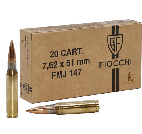 Fiocchi 7.62sx51mm 147 Grain Full Metal Jacket (FMJ)