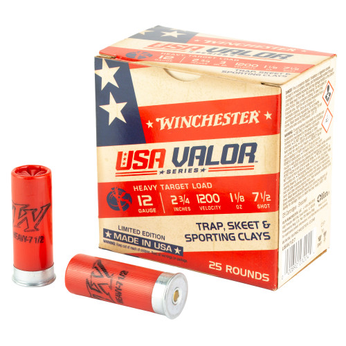 Winchester 12 Gauge Shotgun Ammo USA VALOR 2.75 in 1-1/8 oz #7.5