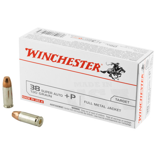 Winchester USA +P Full Metal Jacket 130 Grain .38 Super 1215 fps 020892201965