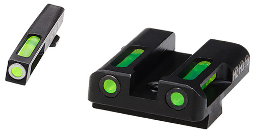 HiViz GLN325 LiteWave H3 Sight Set for Glock Green Tritium White Outline Front Sight-Green Fiber Optic Rear Sight