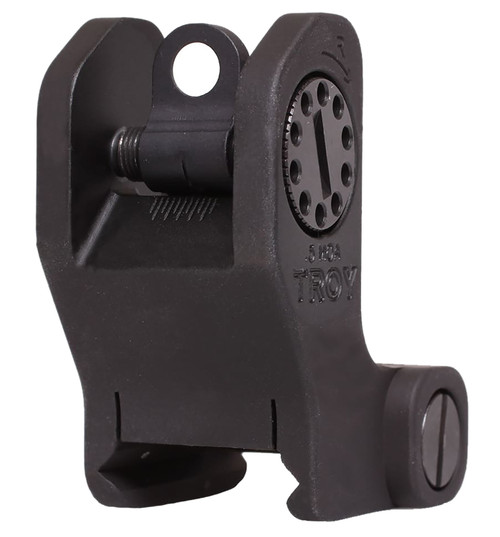 Troy Ind SSIGFRSROBT00 Rear Fixed BattleSight Round Black Hardcoat Anodized for AR-15/AR-10