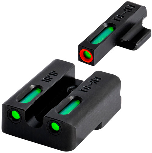 TruGlo TG13KS1PC TFX Pro Black | Green Tritium & Fiber Optic Orange Outline Front Sight Green Tritium & Fiber Optic Rear Sight