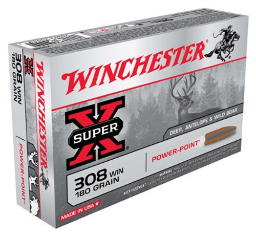 Winchester Super-X Power-Point Pointed Soft Point 180 Grain .308 Win / 7.62x51mm 2620 fps 020892200401