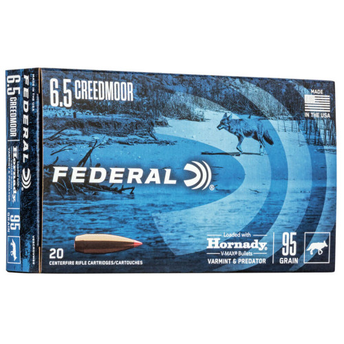 Federal Varmint & Predator Hornady V-Max 95 Grain 6.5mm Creedmoor 3300 fps 604544647532