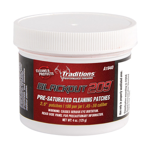 Traditions A1940 Blackout Cleaning Patches 45/54 Cal Muzzleloader 2.5" Cotton 100 Per Jar