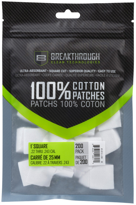 Breakthrough Clean BTCPS1200 Square Patches .22-243 Cal 200 pieces