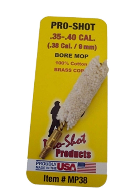 Pro-Shot MP38 Bore Mop .35 - .40 Cal Pistol #8-32 Thread 100% Cotton Brass Core