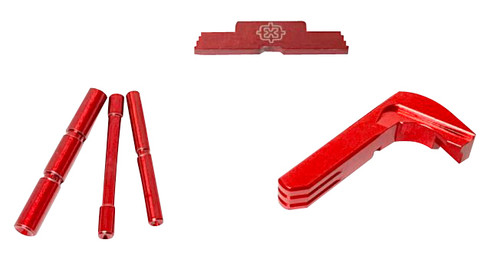 Cross Armory Glock Gen4 Extended Pin/Mag Catch/Slide Lock Kit Red Anodized
