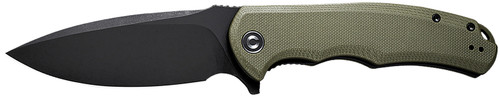 Civivi Knives C803F Praxis 3.75" Folding Plain Black Stonewashed 9Cr18MoV SS Blade, OD Green Textured G10 Handle