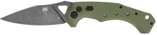 CobraTec Knives ODGAFRYK Ryker 3.75" Folding Plain Black Stonewashed D2 Steel Blade, 5" OD Green Textured G10 Handle