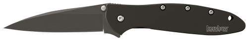 Kershaw 1660CKT Leek 3" Folding Modified Drop Point Plain Black DLC 14C28N Steel Blade Black DLC 410 Stainless Steel Handle Includes Pocket Clip