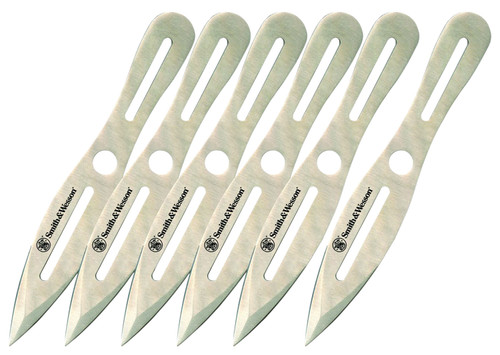 Smith & Wesson Bullseye SWTK8CP 4.50" Fixed Spear Point Throwing Knife Set 2Cr13MoV Stainless Steel 6-Pack