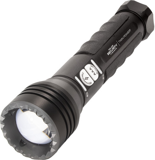 Lb Marketing 97741 Police Security Twin Power Long Throw Black 450 Lumen White LED Flashlight