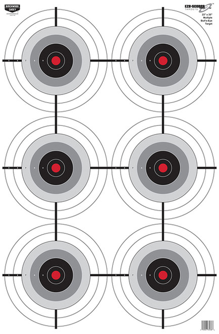 Birchwood Casey 37038 EZE-Scorer 6-Bullseye Paper Target 23" x 35" 100 Per Pack