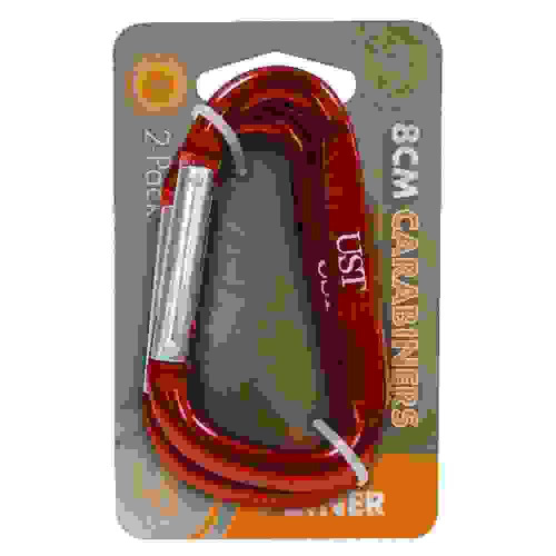 Ultimate Survival Carabiner 8cm 2-pk PDQ 12-ct Assorted Colors