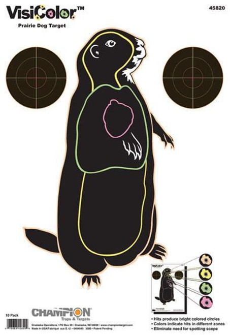 Champion VisiColor High-Visibility Paper Targets Prairie Dog 11" X 16" 10/Pack