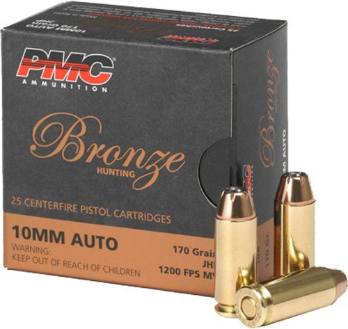 PMC Bronze Pistol Ammo 10mm Auto Jacketed Hollow Point (JHP) 170 grain 25 rd.