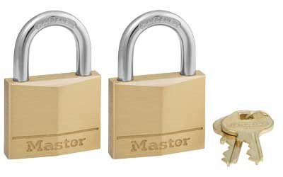 MasterLock 140T 2-Pack Keyed Alike Solid Brass Padlocks with Hardened Shackle