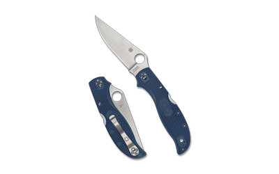 Spyderco Stretch 2 XL, Folding Knife, 3.99" Clip Point Blade, 8.9" Overall Length, CPM SPY27 Blade Steel, Plain Edge, Satin Finish, Silver, Blue FRN Handle, Back Lock C258PCBL
