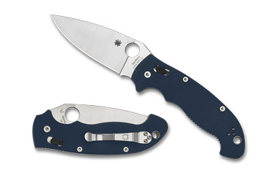 Spyderco Manix 2 XL, Folding Knife, 3.85" Drop Point Blade, CPM SPY27 Blade, 8.94" Overall Length, Ball Bearing Lock, Satin Finish, Silver Blade, Blue G-10 Handle C95GPCBL2