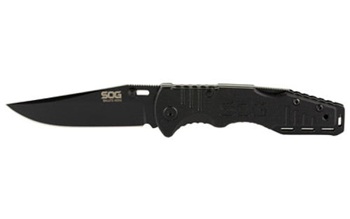 SOG Knives & Tools Salute, 3.1" Folding Knife, Clip Point Straight Edge, G10 Handle, 8Cr13MoV Steel, Hardcased Black Finish, Black SOG-FF1101-CP