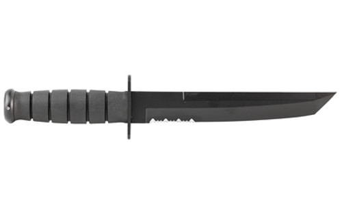 KA-BAR Knives KA-BAR, Tanto, Fixed Blade Knife, 8" Blade Length, 12.813" Overall Length, Tanto Point, Combo Edge, 1095 Cro-Van Steel, Matte Finish, Black, Black Kraton G Handle, Includes Glass Filled Nylon Sheath