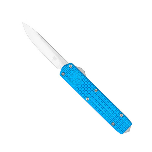 CobraTec Small Warrior OTF Knife Blue M390 Steel Non-Serrated Drop