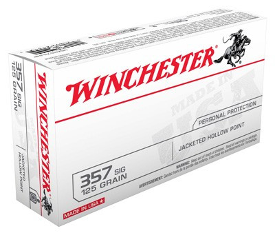 Winchester .357 Sig USA 125 grain Jacketed Hollow Point ammunition