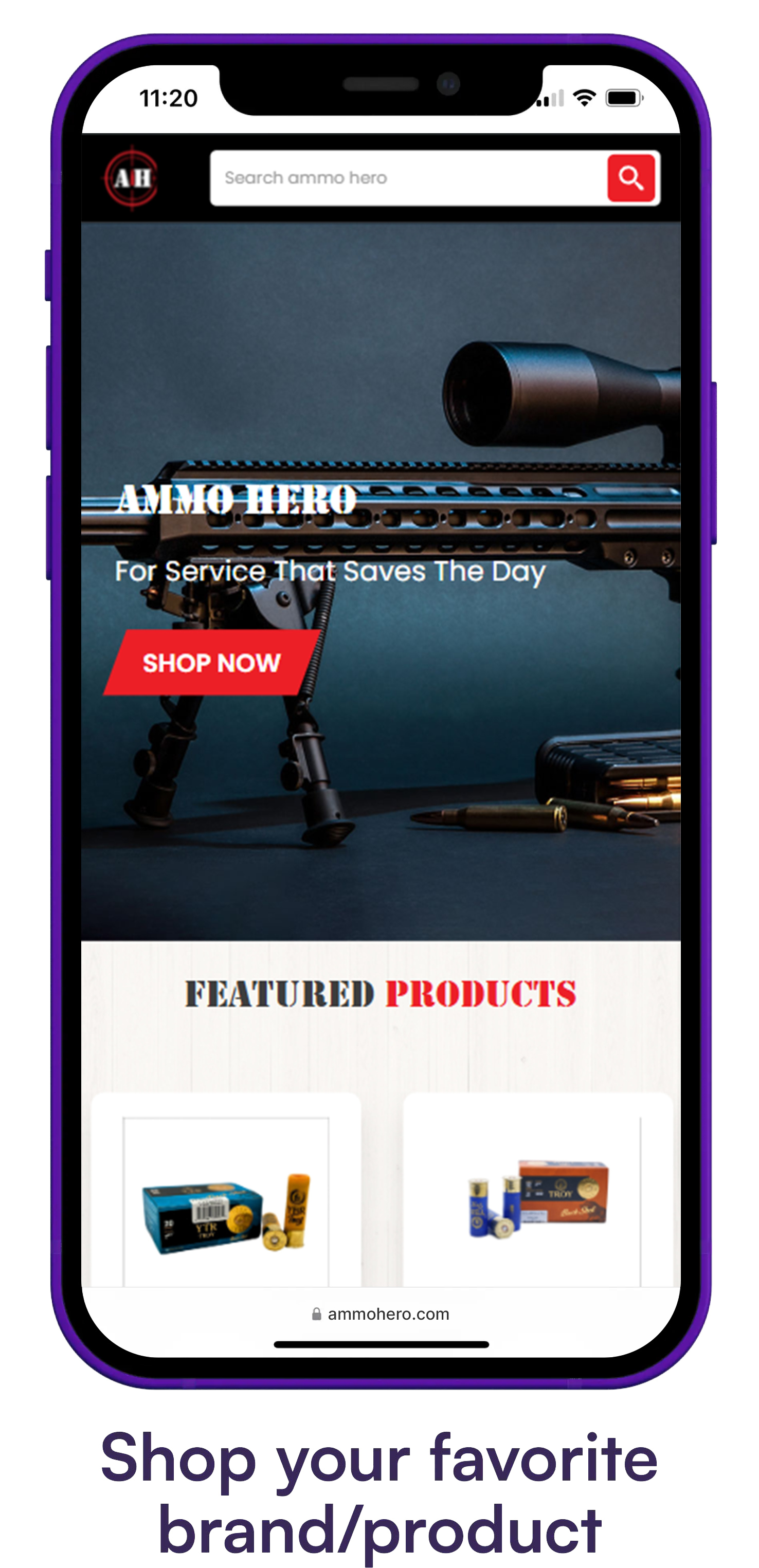 Product selection screenshot