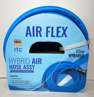Airflex 10m Hybrid Air Hose 9.5mm with NKC Hi-Flo Fittings - Blue Kink-Resistant Hose