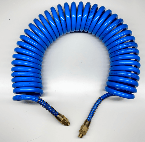 GP 9m Recoil Air Hose 10mm x 6.5mm Polyurethane Coiled Hose with Swivel Fittings