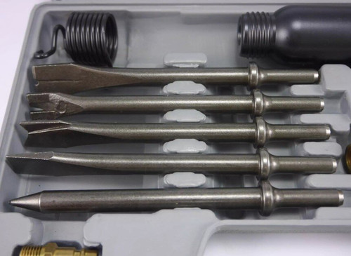 Gison GP-190K heavy duty air hammer kit with 5 chisels and carry case