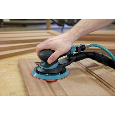 Ergonomic recessed throttle lever on Dynabrade Extreme series sander
