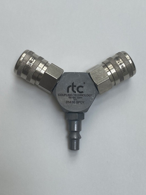 RTC 2-Way Twin Outlet Air Manifold with Aro 210 Couplers