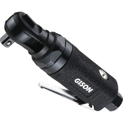 Gison GP-855H 3/8-inch mini pneumatic stubby ratchet with protective red head cover for automotive repair.