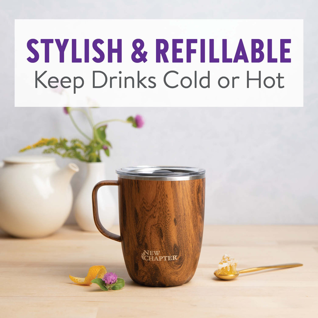 S'well Stainless Steel Travel Mug with Handle - Teakwood - Triple-Layered  Vacuum-Insulated Container