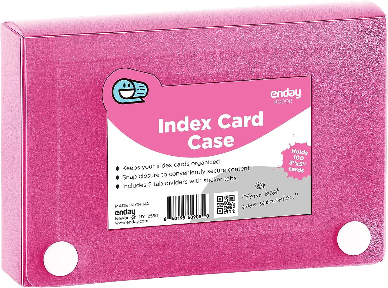 Index Card Holder Pink, 3x5 Note Flash Card Organizer