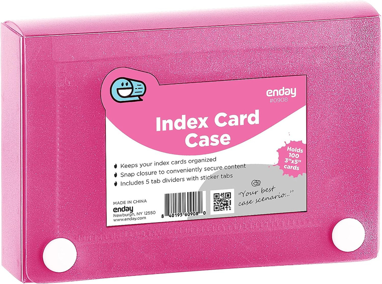 Index Card Holder Pink, 3x5 Note Flash Card Organizer - Double Play